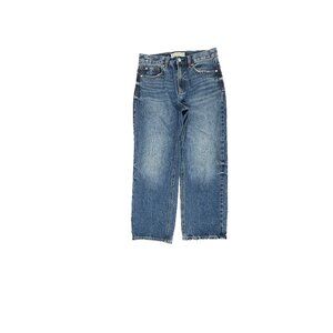 Stradivarius Distressed Crop Women's size 6 Dark Wash Blue Denim Jeans
